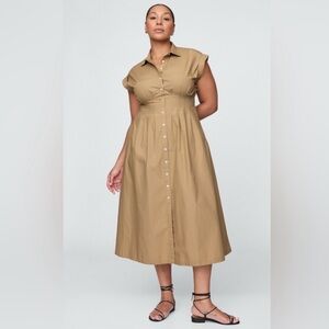 Gap Poplin Midi Shirtdress, Mojave Tan